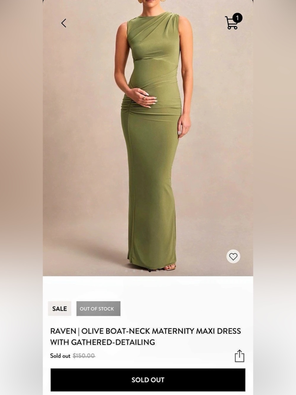 Club London Maternity Maxi Dress Olive Green